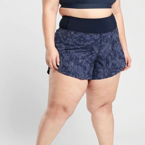 ATHLETA Run With It Printed Shorts Blue Swirl 3X - Picture 1 of 9